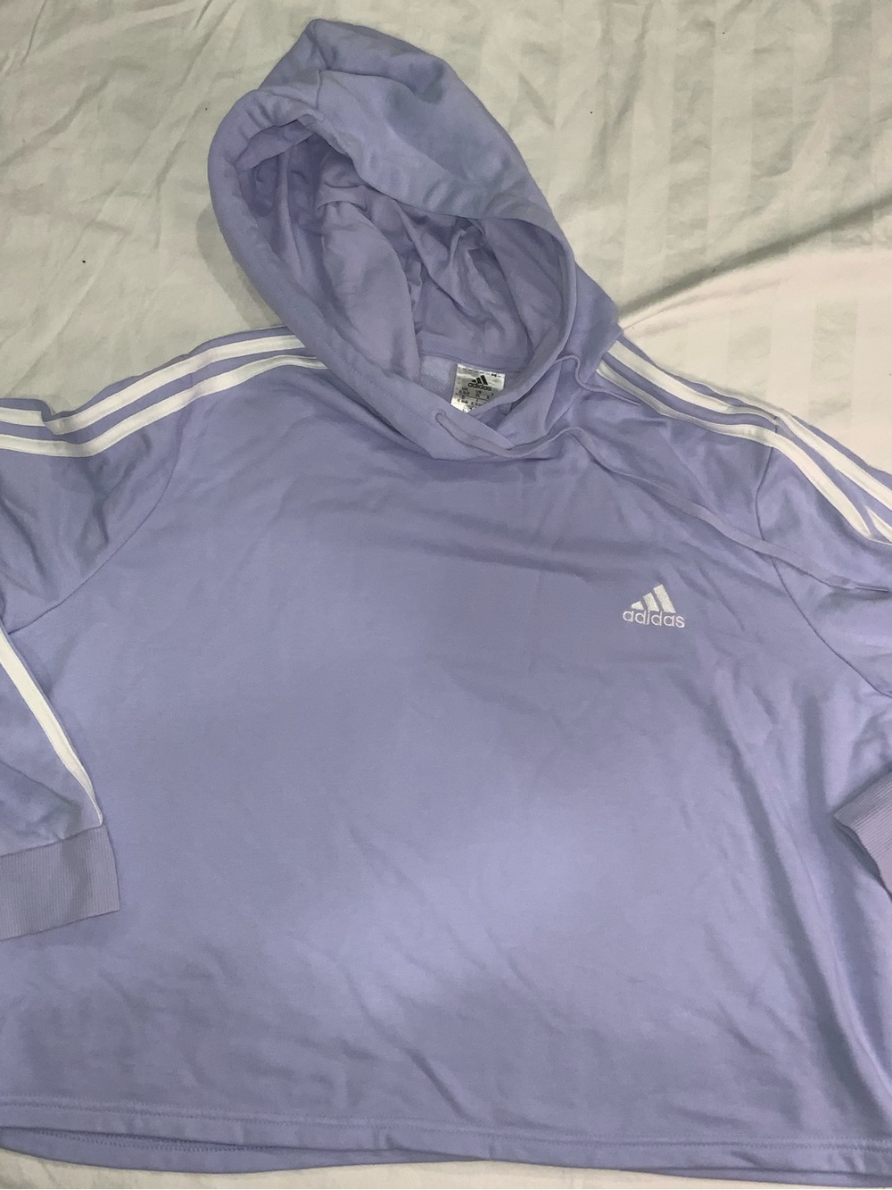 adidas Lavender Hoodie with White Stripes